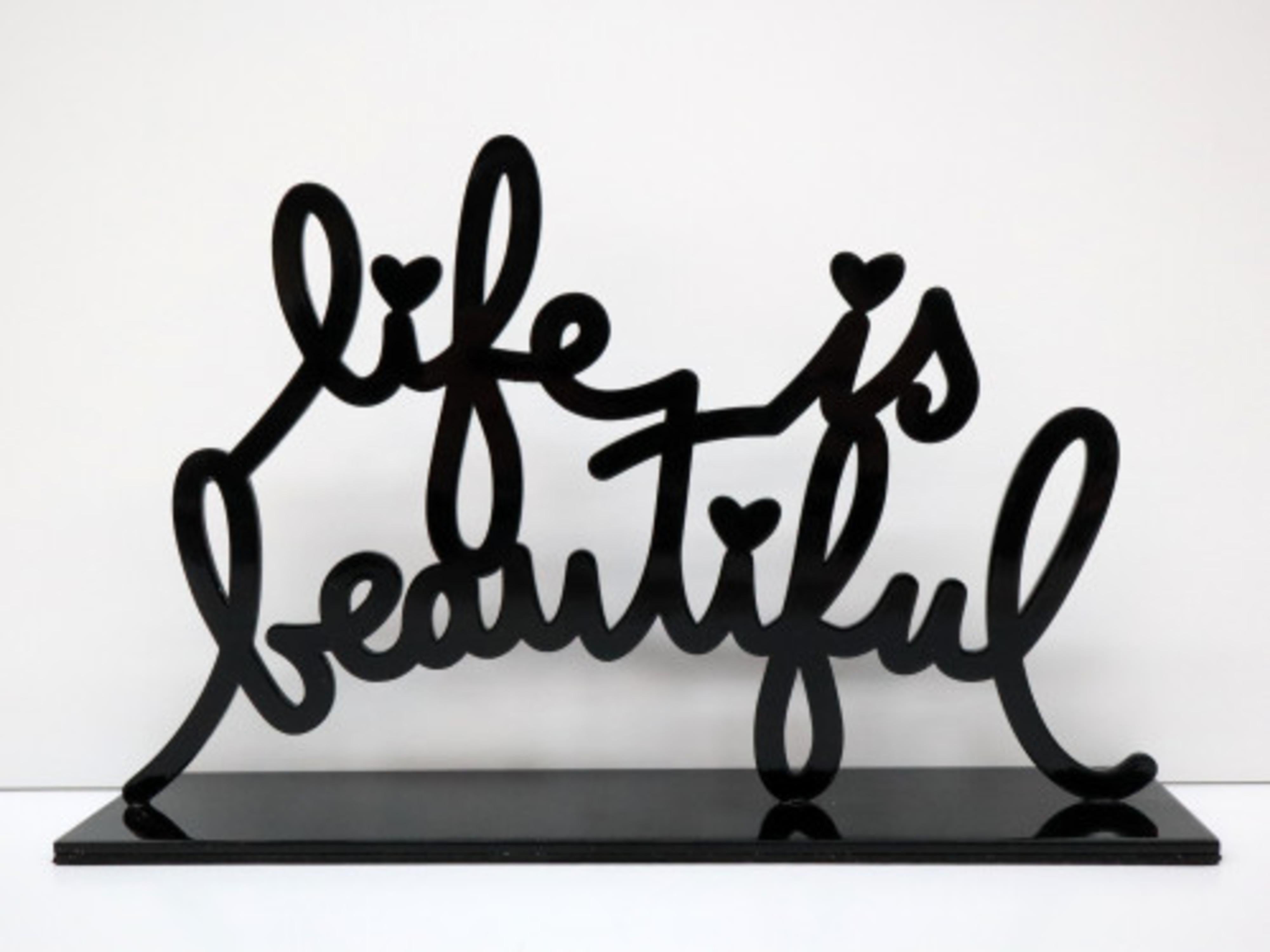Life is Beautiful (Black) - Sculpture by Mr. Brainwash