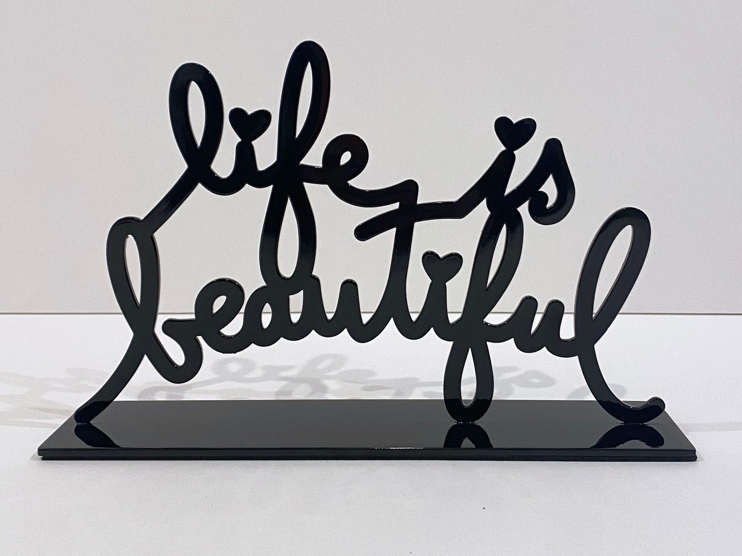 La vie est belle (Noir) - Sculpture de Mr. Brainwash
