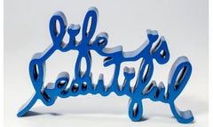 Life is Beautiful (Blau) Limitierte Auflage signierte Skulptur in maßgeschneiderter signierter Schachtel