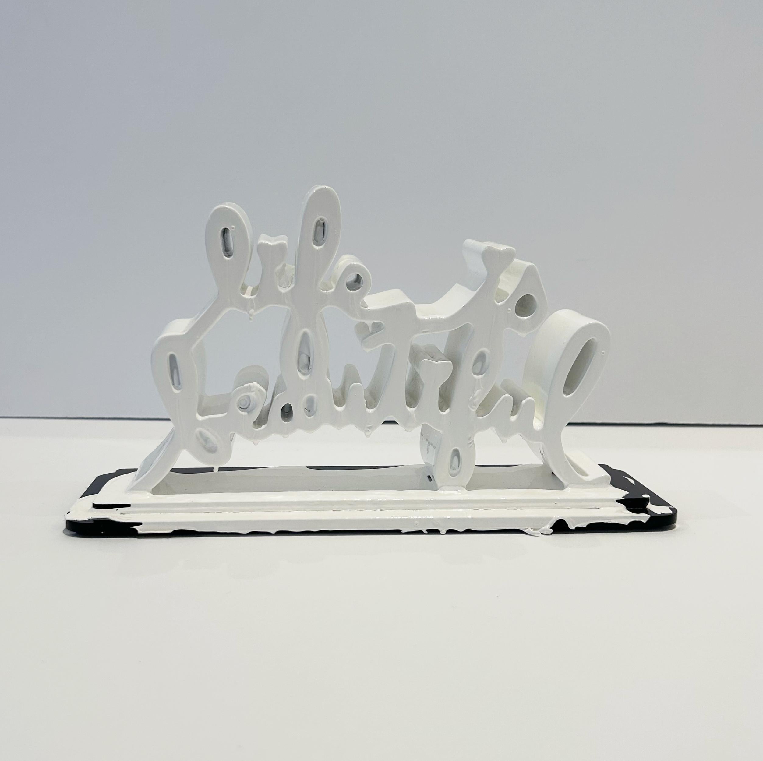 Life is Beautiful - Dipped (White) - Street Art Sculpture by Mr. Brainwash