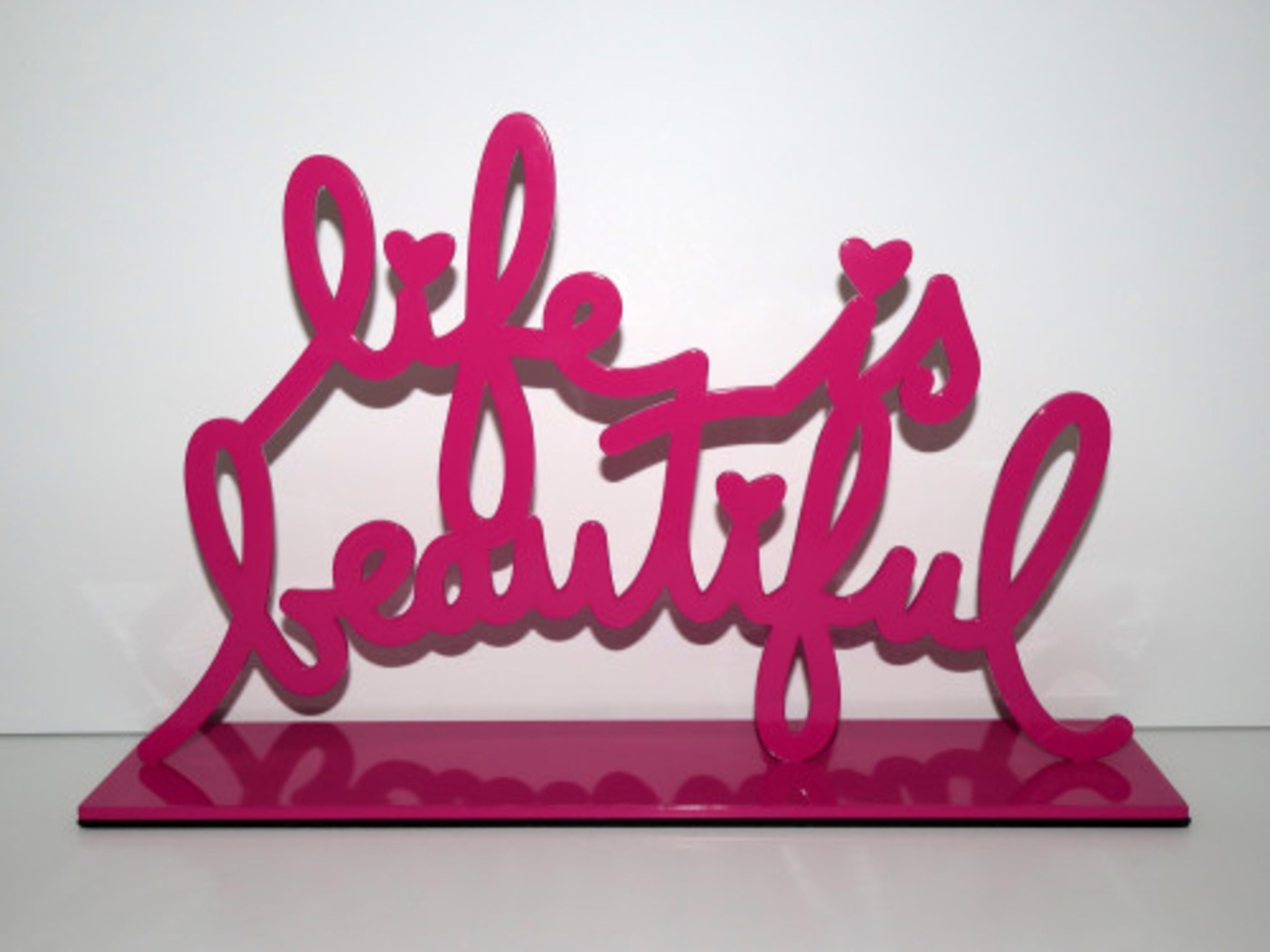 Life is Beautiful III (PINK) - Sculpture by Mr. Brainwash