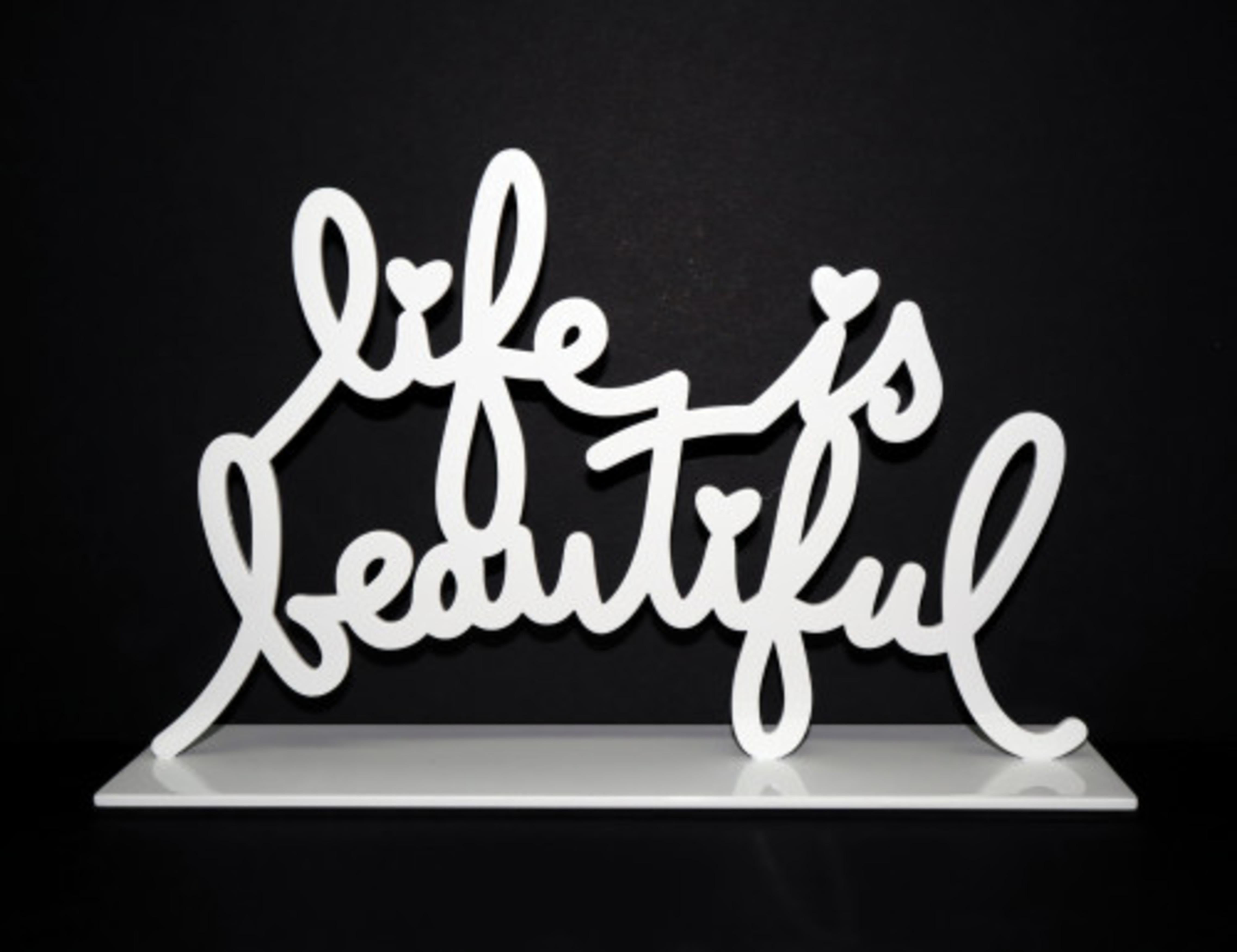 Life is Beautiful III (White) - Sculpture by Mr. Brainwash