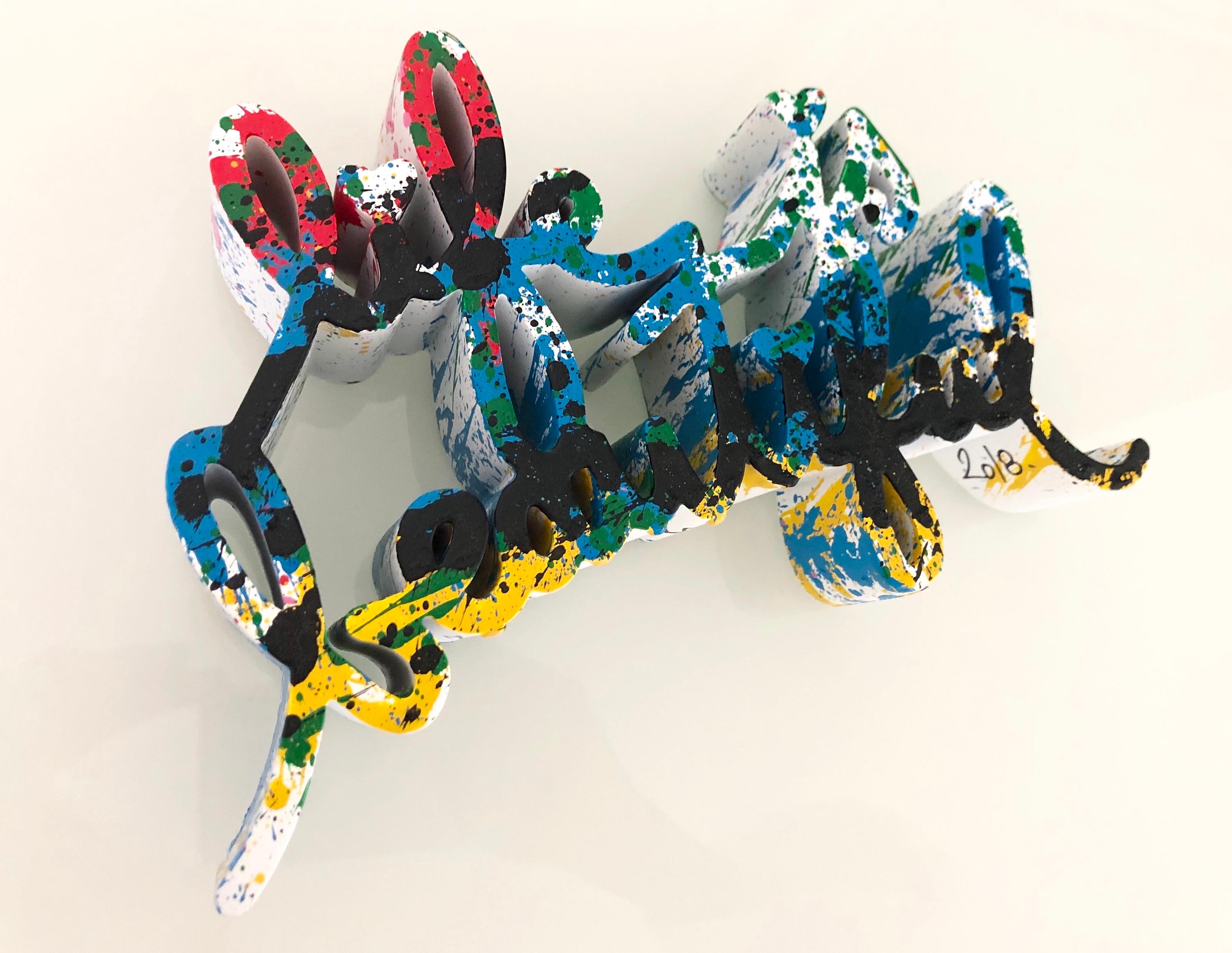 Life Is Beautiful - Multicolor Splatter sculpture - Sculpture by Mr. Brainwash