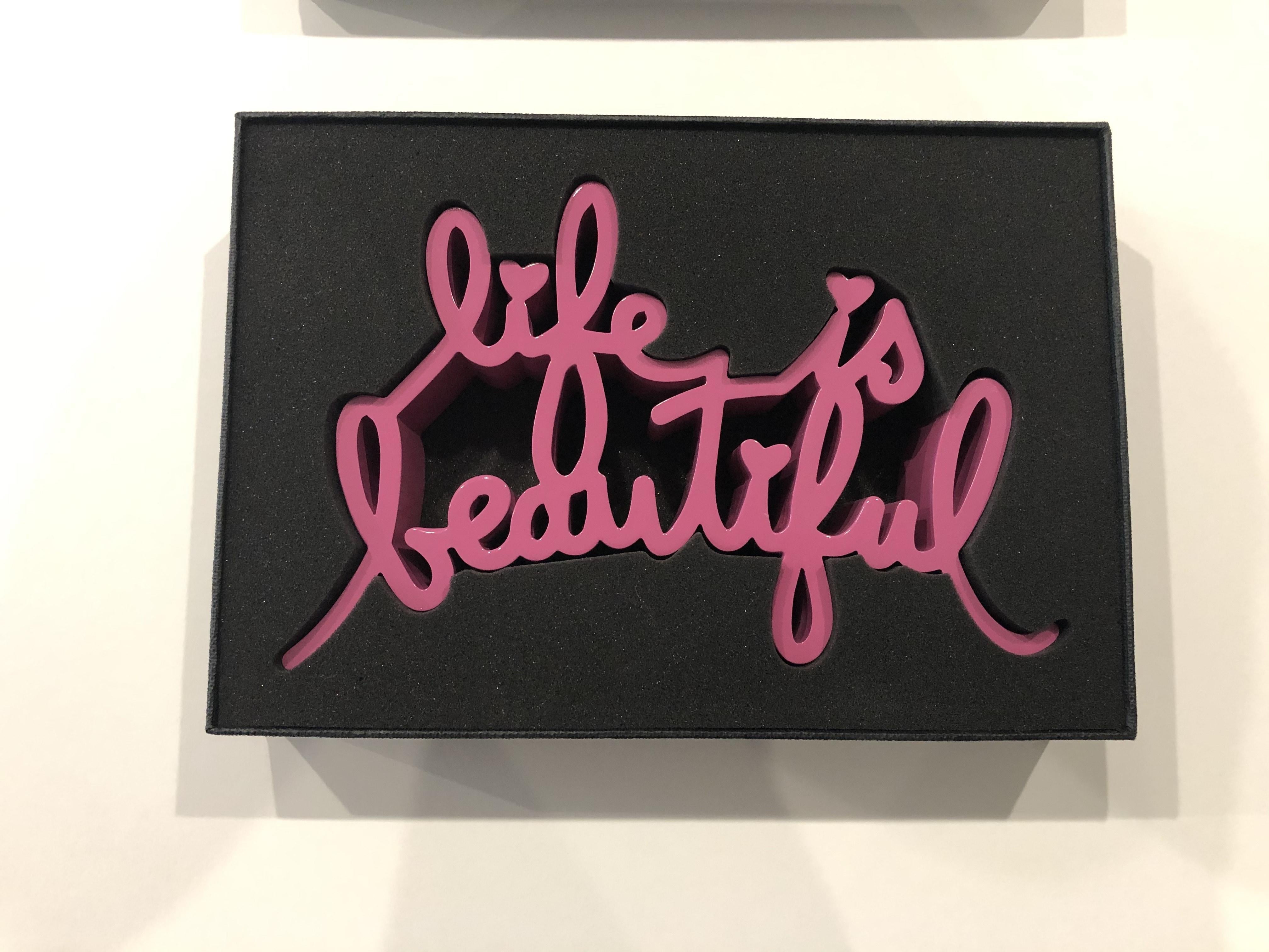 Mr. Brainwash Abstract Sculpture - Life is Beautiful (Pink)
