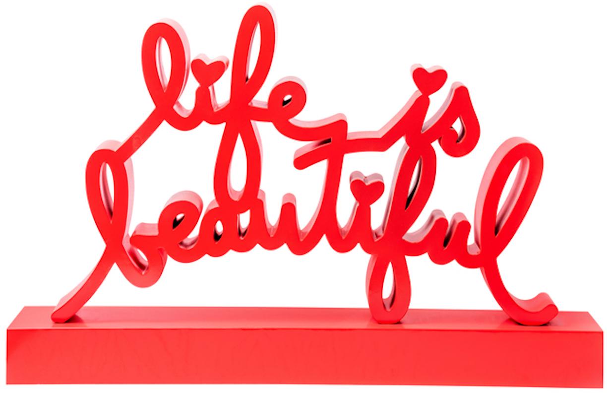 Life is Beautiful-Red - Sculpture by Mr. Brainwash