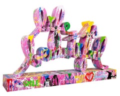 "Life Is Beautiful" stencil and mixed media on steel sculpture by Mr. Brainwash