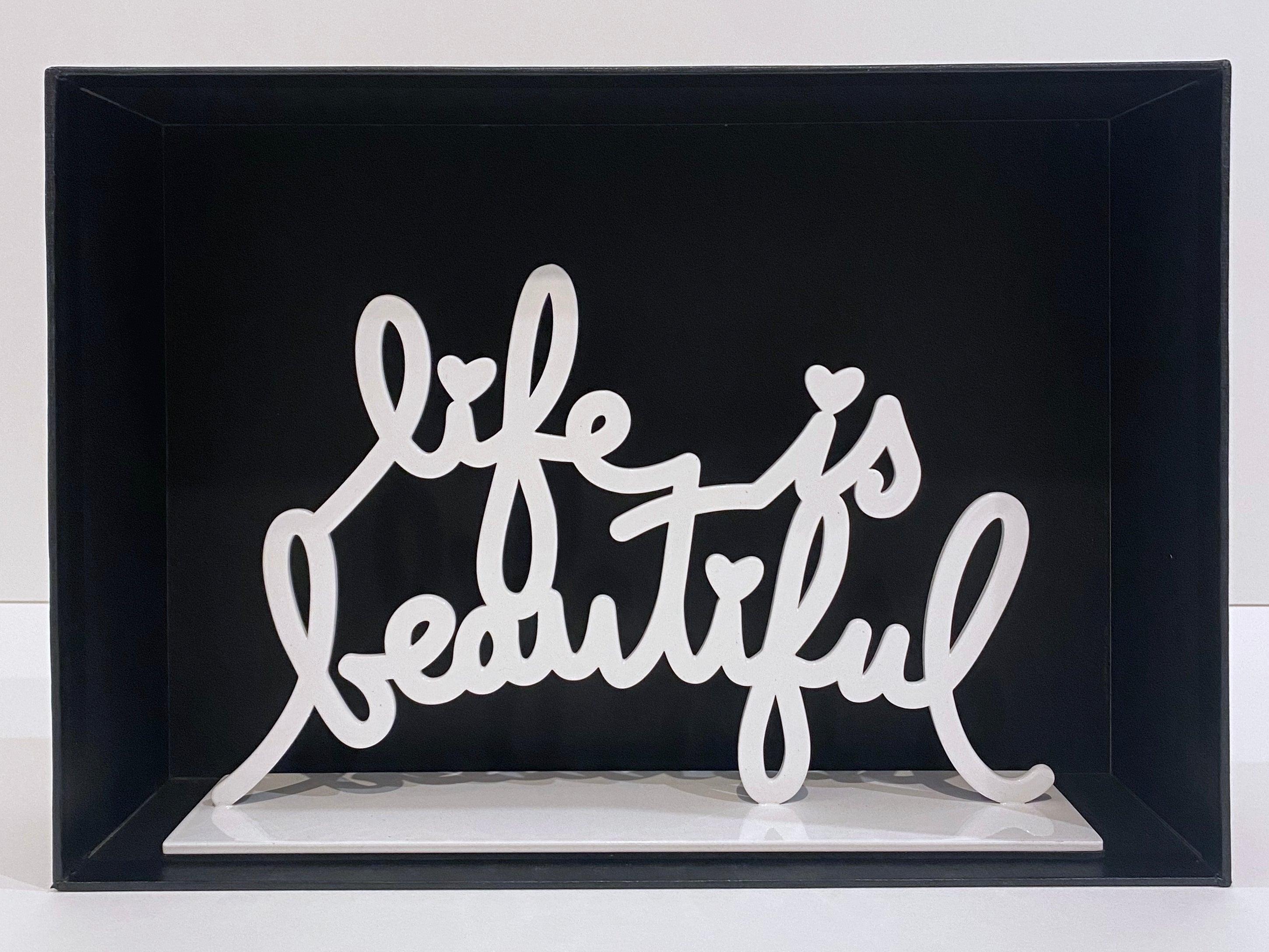 Life is Beautiful (White) - Street Art Sculpture by Mr. Brainwash