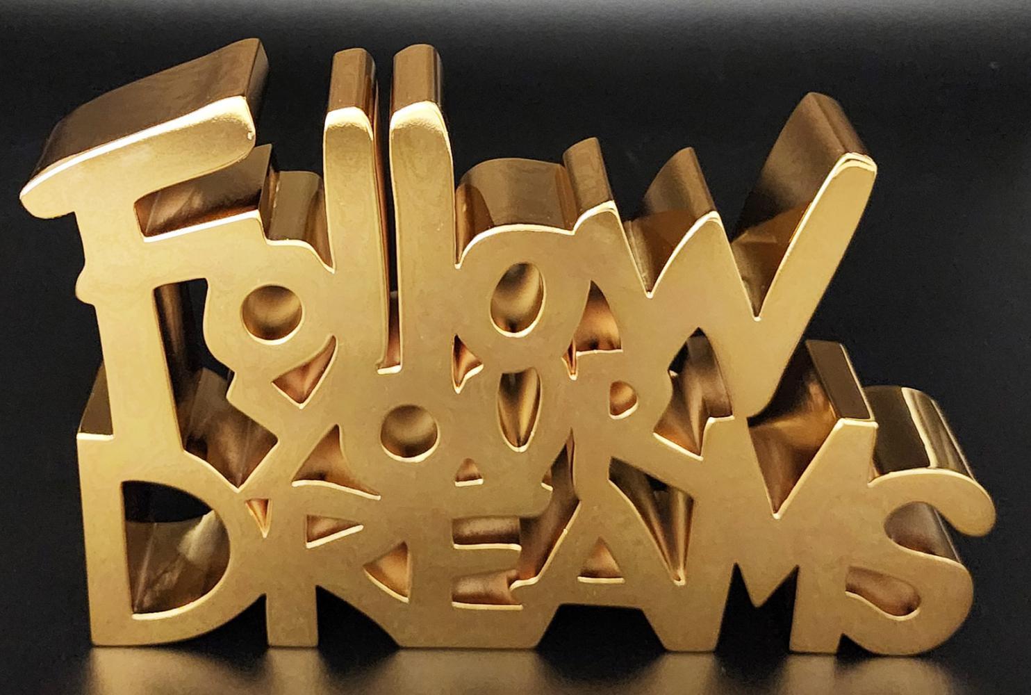 Mr. Brainwash Still-Life Sculpture - MR. BRAINWASH 'FOLLOW YOUR DREAMS -GOLD' 2023