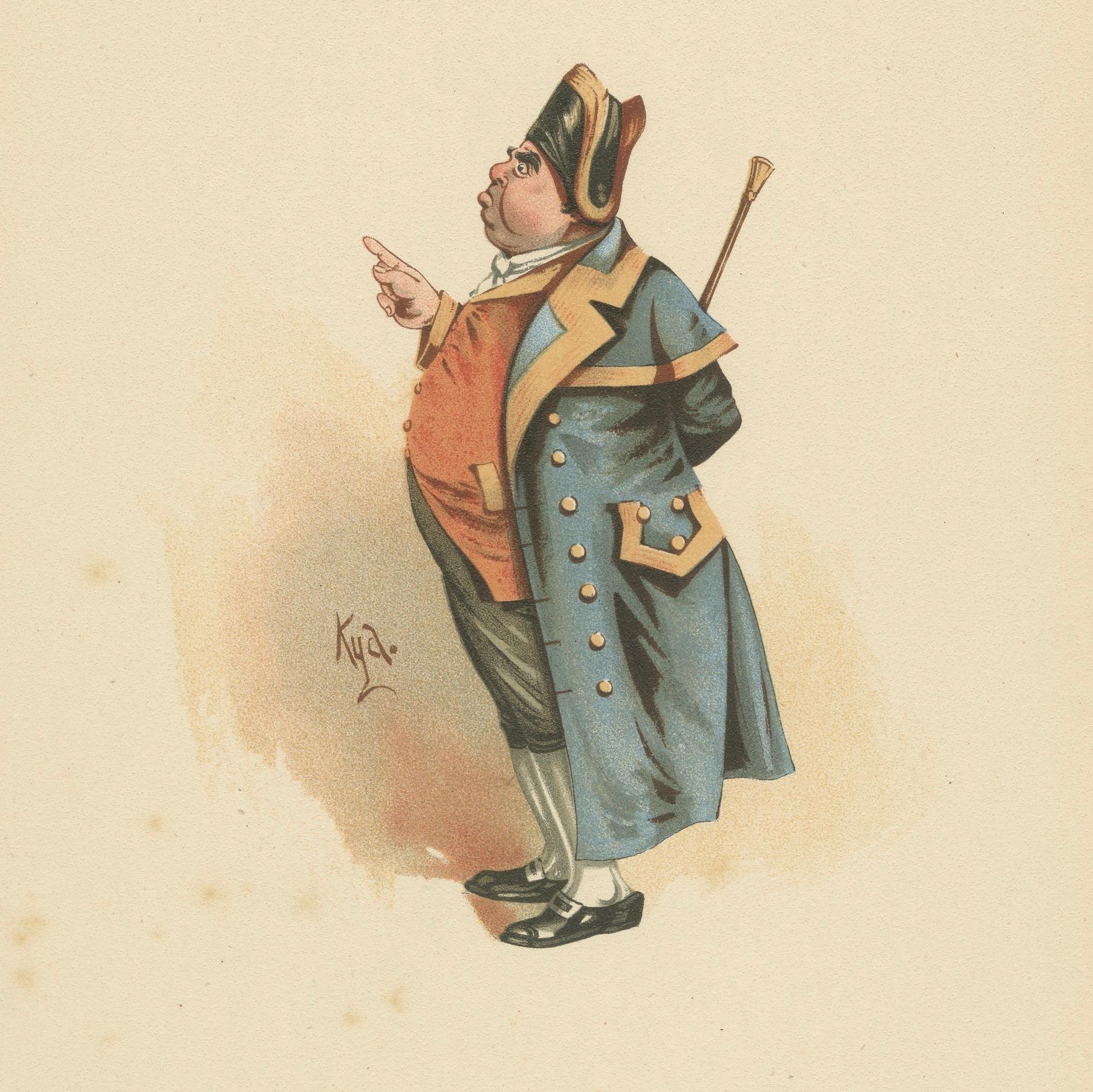 Herr Bumble aus Oliver Twist - viktorianische Dickens Charakter Lithographie von Kyd 1889 (Papier) im Angebot