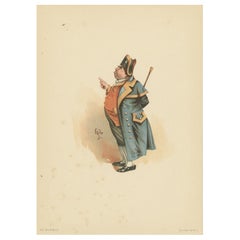 Mr Bumble from Oliver Twist – Victorian Dickens Character Lithograph by Kyd 1889