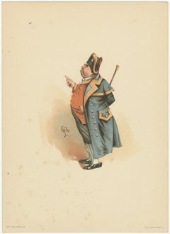 Herr Bumble aus Oliver Twist - viktorianische Dickens Charakter Lithographie von Kyd 1889