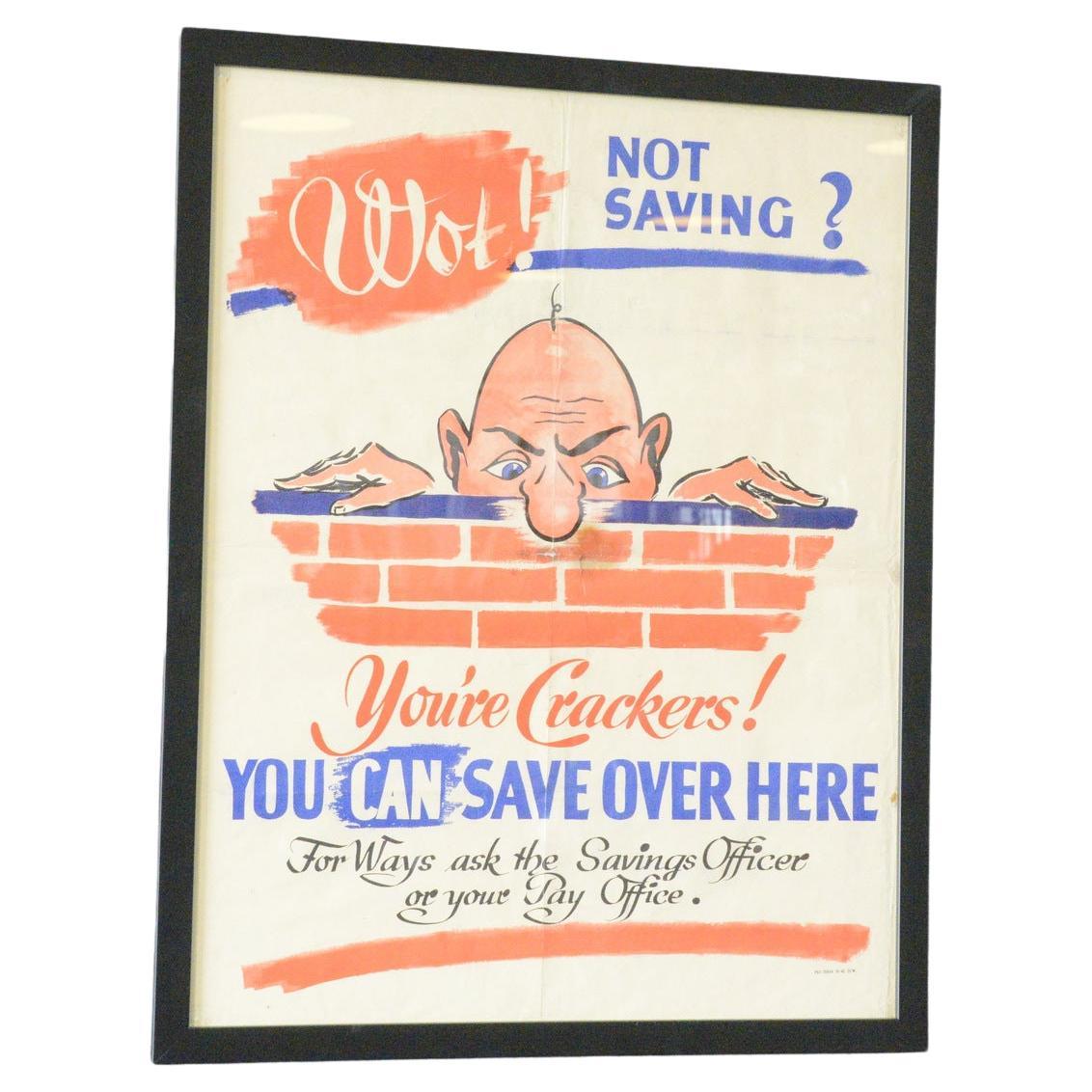 Mr Chad WW2 National Savings Poster Circa 1940s For Sale