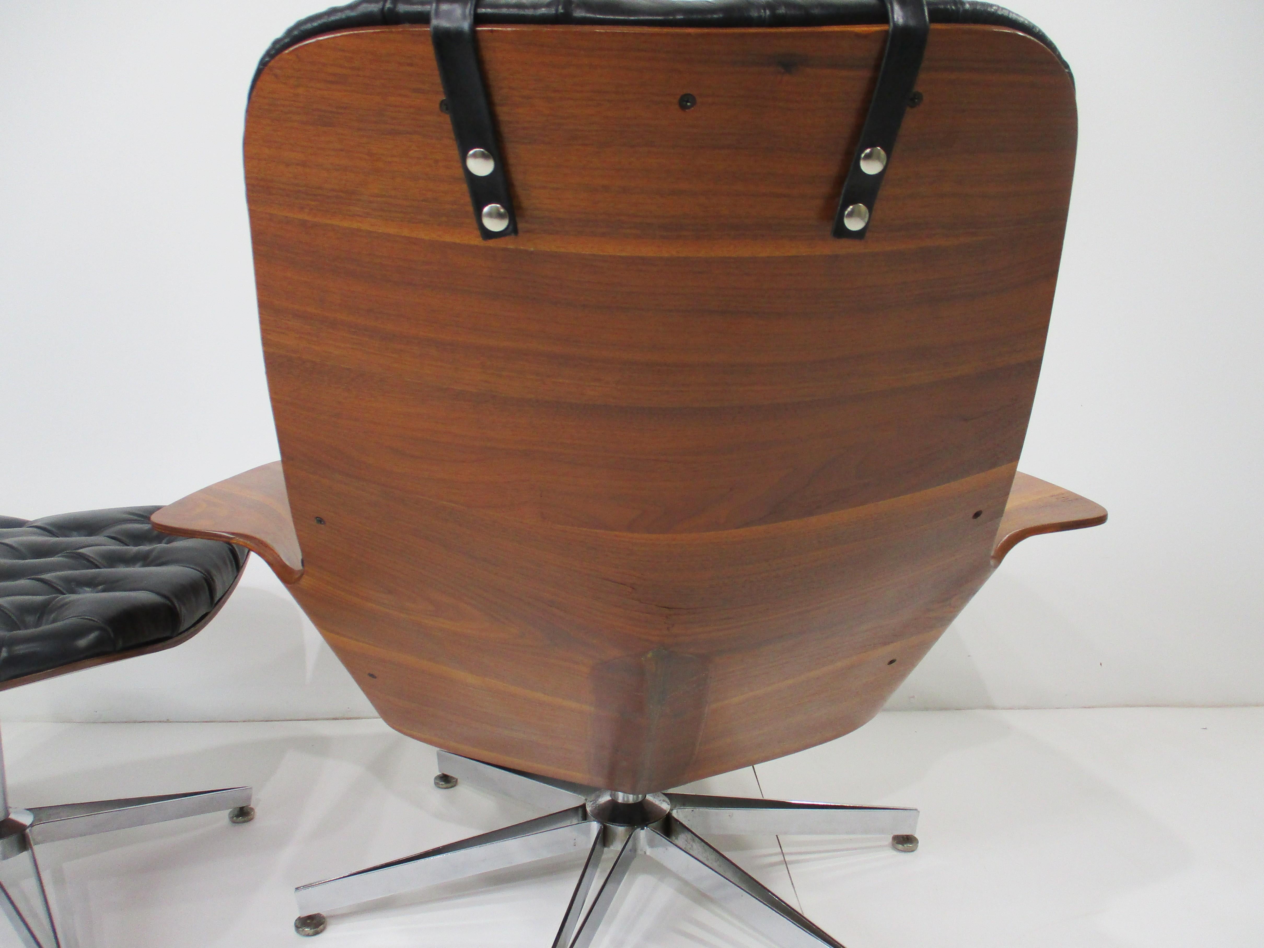 Chaise longue en cuir et noyer George Mulhauser pour Plycraft en vente 4
