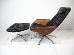 George Mulhauser Mr. Chair Leather Walnut Lounger for Plycraft