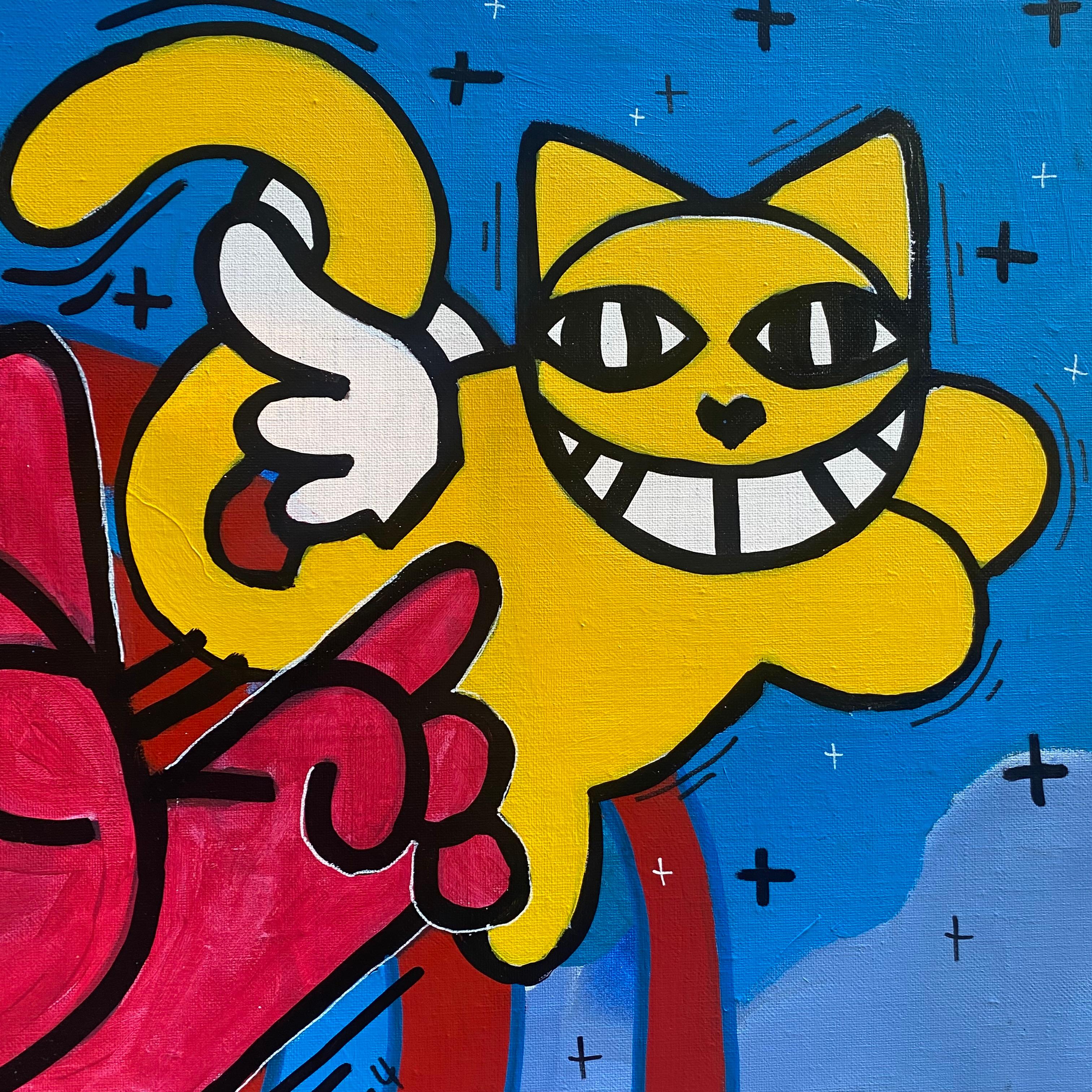 Herr Chat  Rot und gelb  2024 (Leinwand) im Angebot