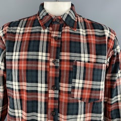 MR. COMPLETELY Size L Red Plaid Padded Cotton Shirt Jacket