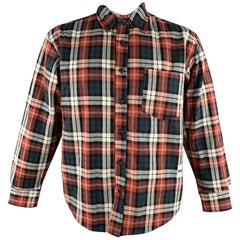 MR. COMPLETELY Size L Red Plaid Padded Cotton Shirt Jacket