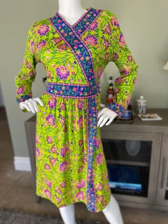 Mr Dino 1970's Psychedelic Floral Jersey Dress Vintage Size 16