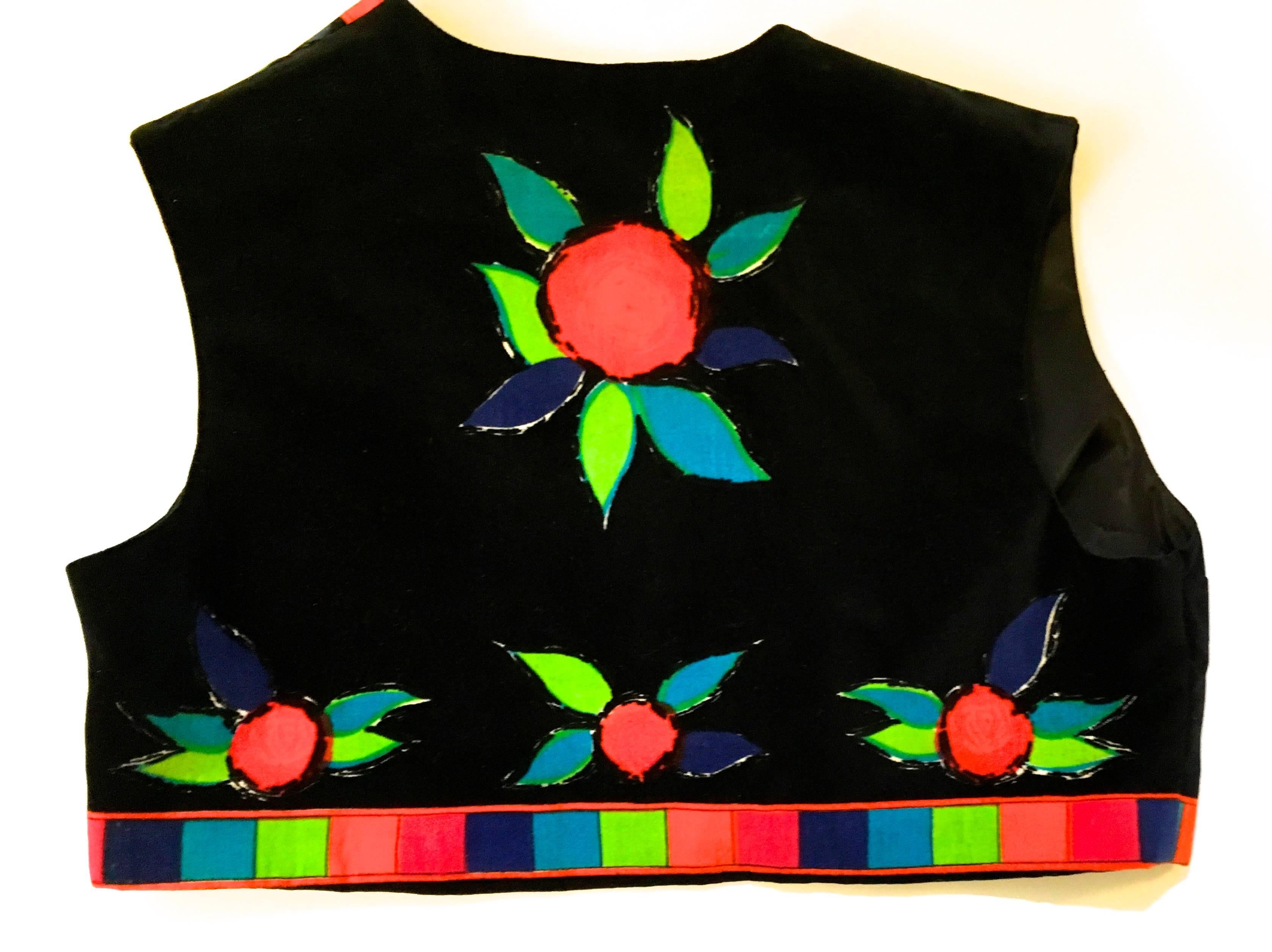Mr. Dino Velvet Geometric and Floral Vest  In Excellent Condition For Sale In Boca Raton, FL