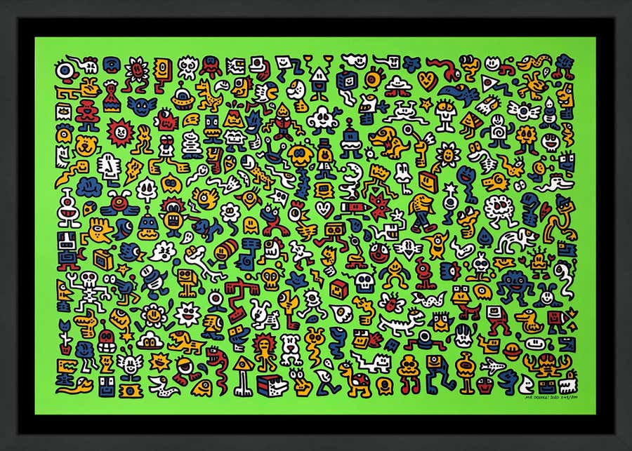 Alien Town Screen Print on Paper, Hand Signed Edition 249/300, 2020, Framed
