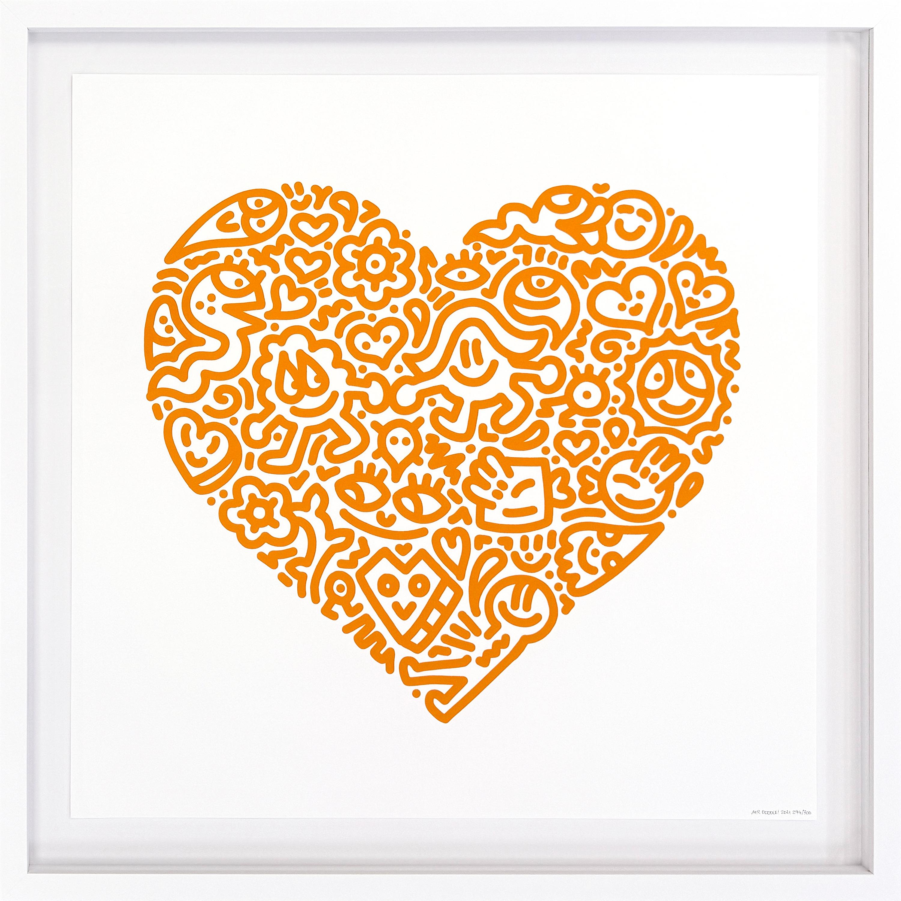 Abstract Print de Mr Doodle - Corazón Pop - Alegría de pájaro (serigrafía enmarcada y firmada a mano)