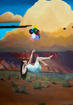 "Segui il sole!!!" Pittura a olio 47" x 39" pollici di Mr. Everybody