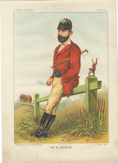 Mr G. Hugue, French Equestrian Satirical Chromolithograph, Album Comique, 1885