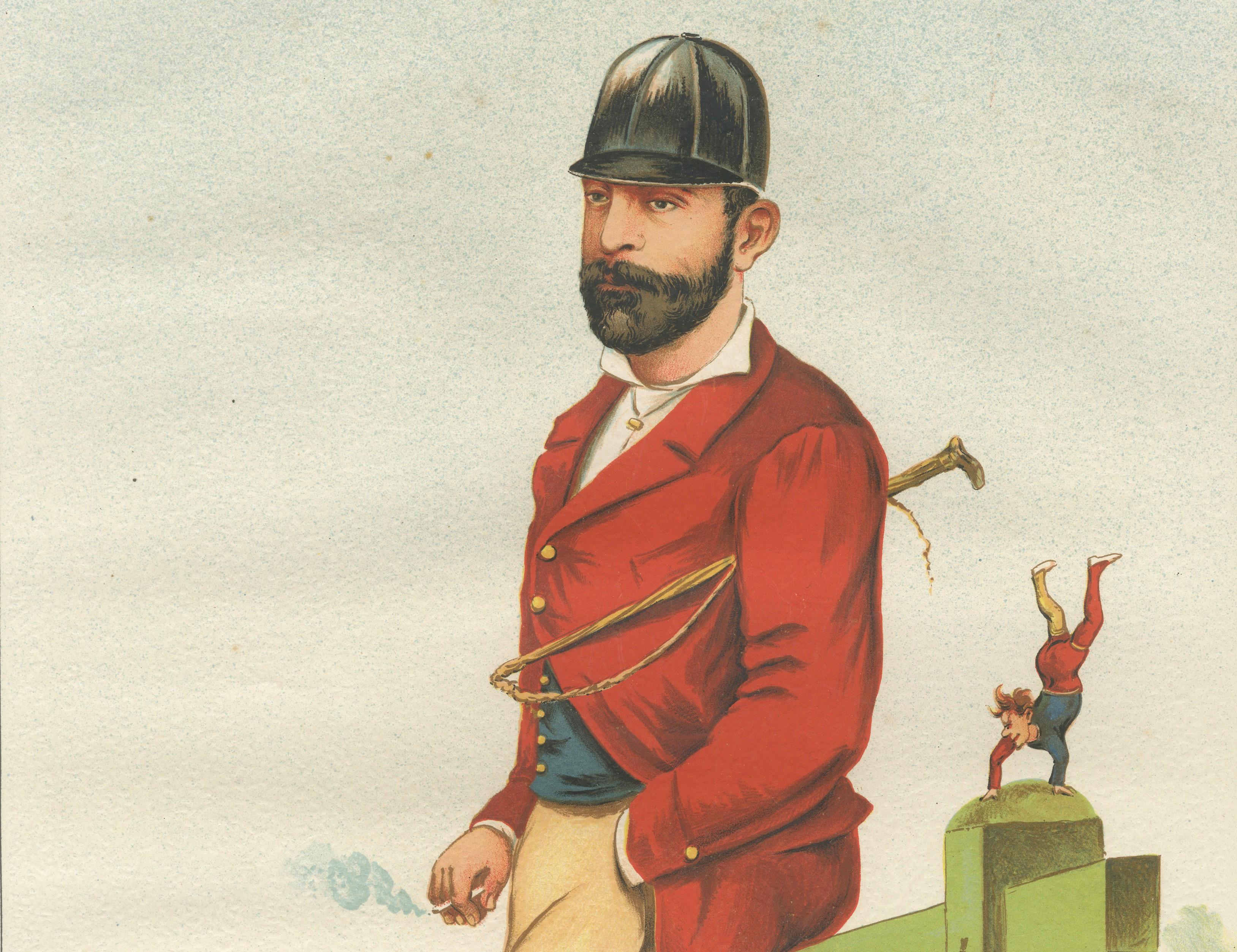Mr G. Hugue, French Equestrian Satirical Chromolithograph, Album Comique, 1885