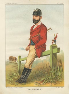 Mr G. Hugue, French Equestrian Satirical Chromolithograph, Album Comique, 1885