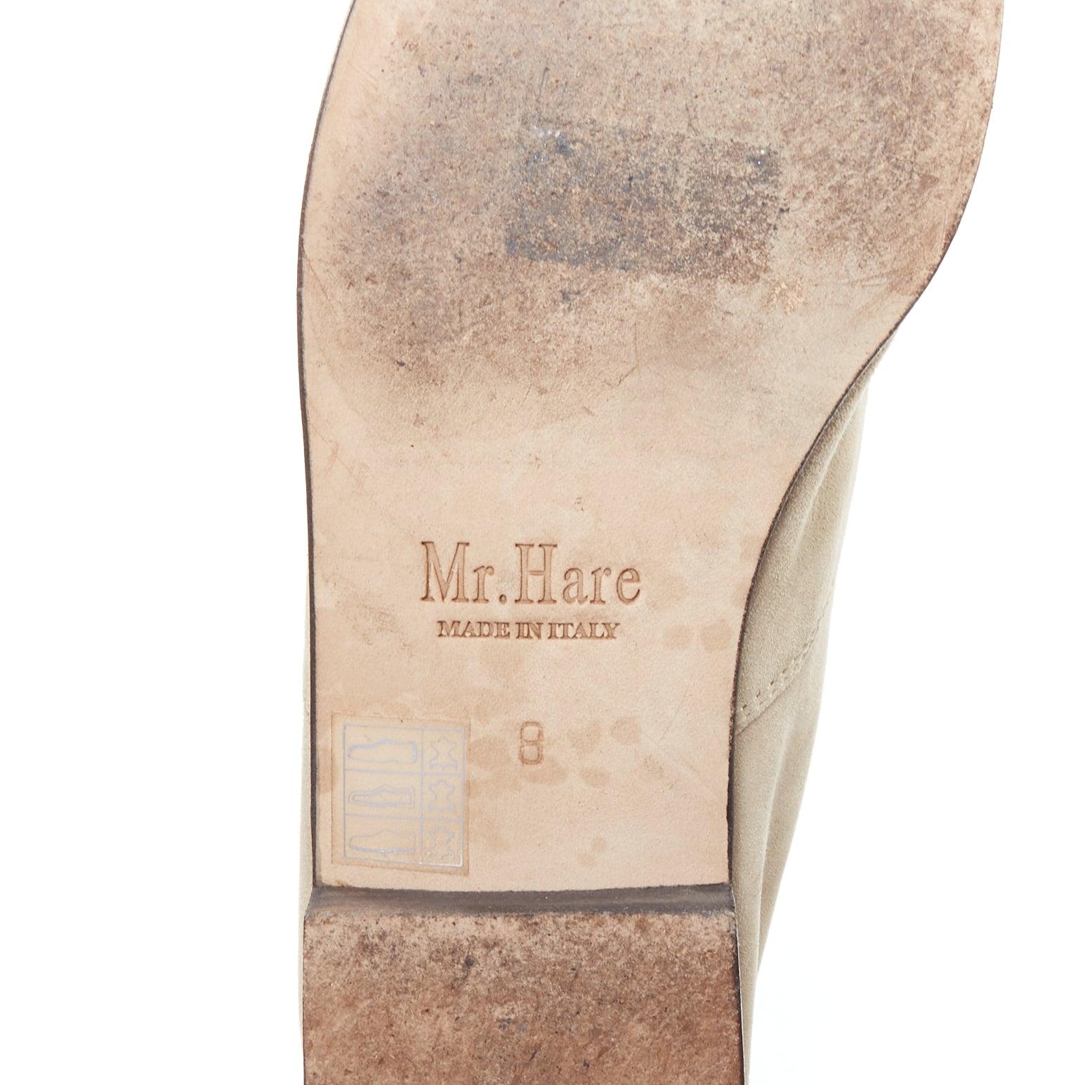 MR HARE scarpe slip on in pelle scamosciata morbida color kaki US8 EU42 in vendita 5