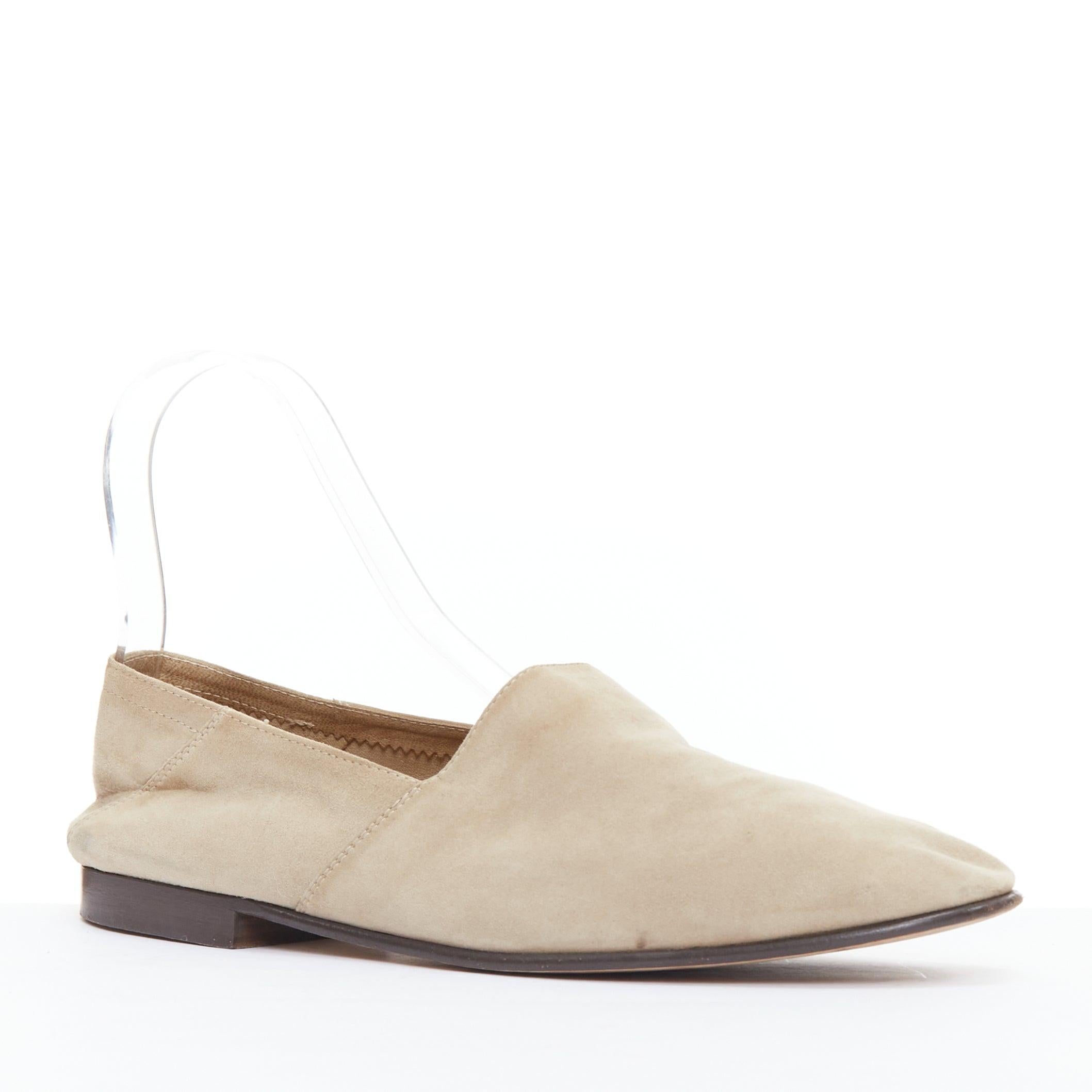 Beige MR HARE scarpe slip on in pelle scamosciata morbida color kaki US8 EU42 in vendita
