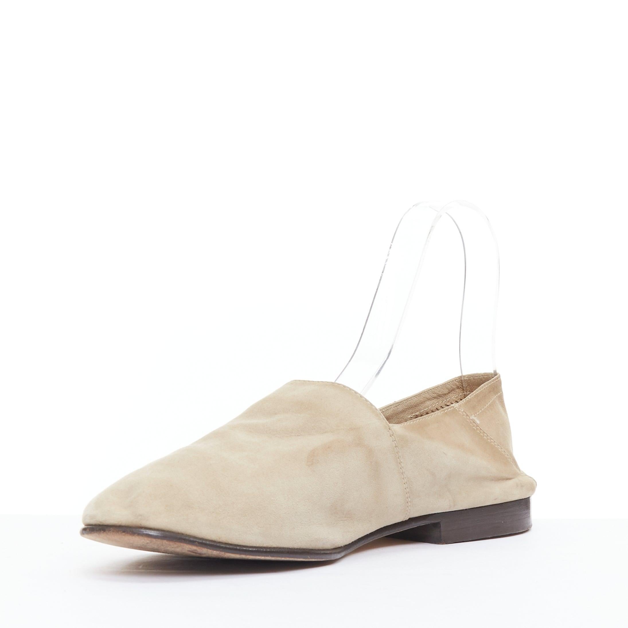 MR HARE scarpe slip on in pelle scamosciata morbida color kaki US8 EU42 In condizioni discrete in vendita a Hong Kong, NT