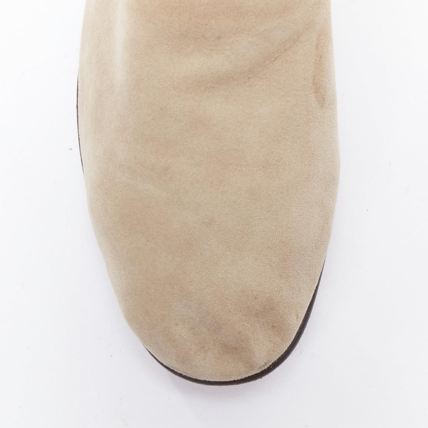 MR HARE scarpe slip on in pelle scamosciata morbida color kaki US8 EU42 in vendita 1