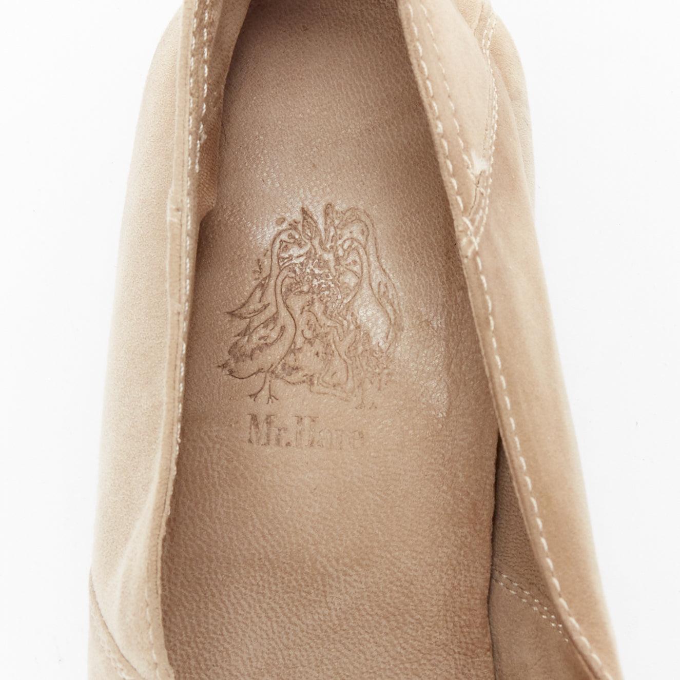MR HARE scarpe slip on in pelle scamosciata morbida color kaki US8 EU42 in vendita 4