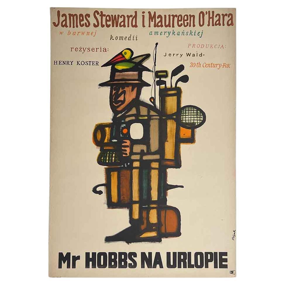 Mr. Hobbs Takes a Vacation, Vintage Polish Movie Poster by Jerzy Flisak, 1965 For Sale