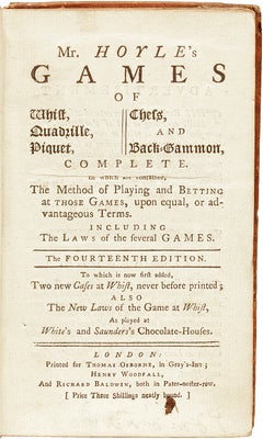 Mr. Hoyle's Games of Whist. 1765 - FOURTEENTH EDITION - SIGNED BY HOYLE