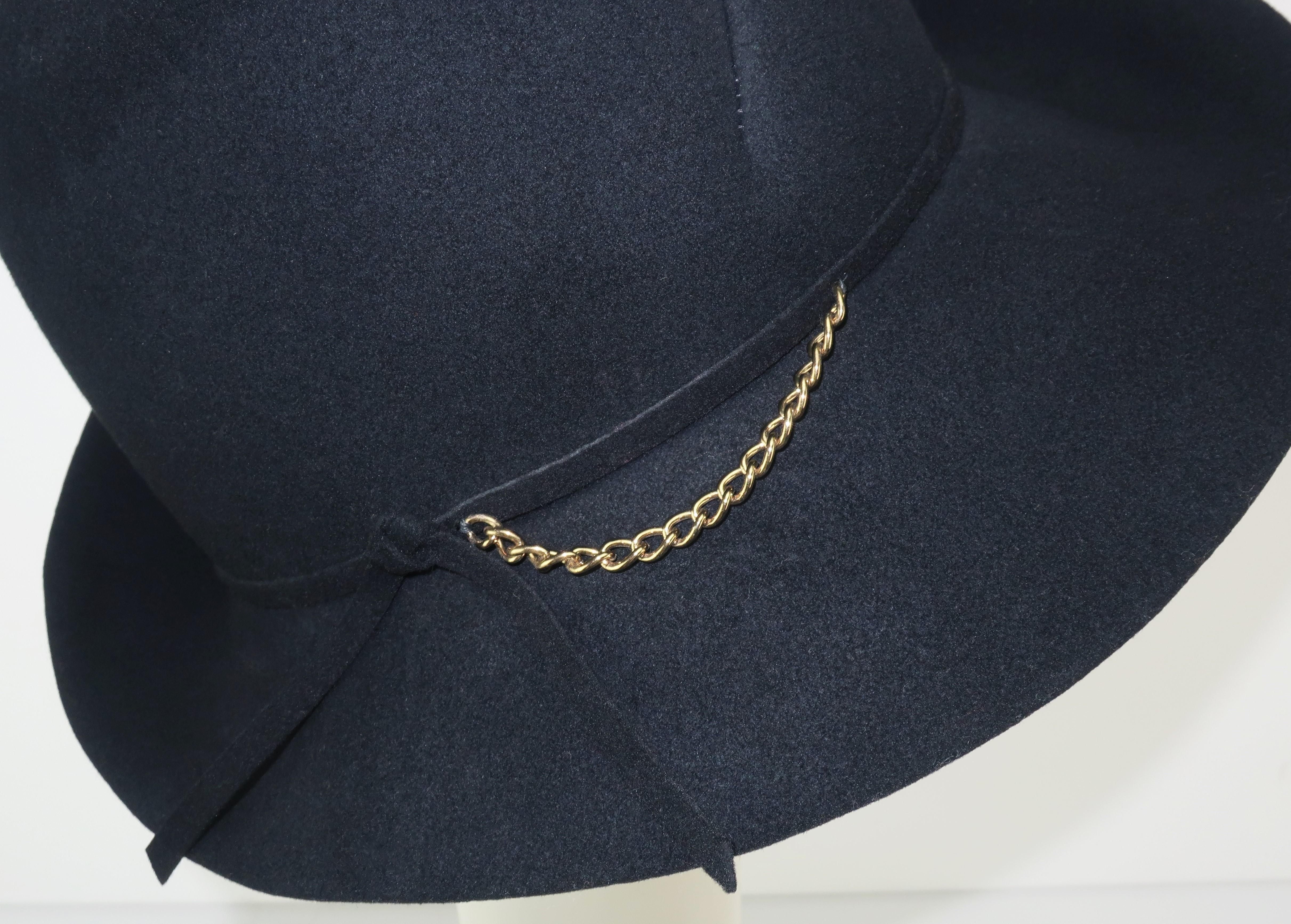 Mr. John Black Fedora Style Hat, C.1970 In Good Condition In Atlanta, GA