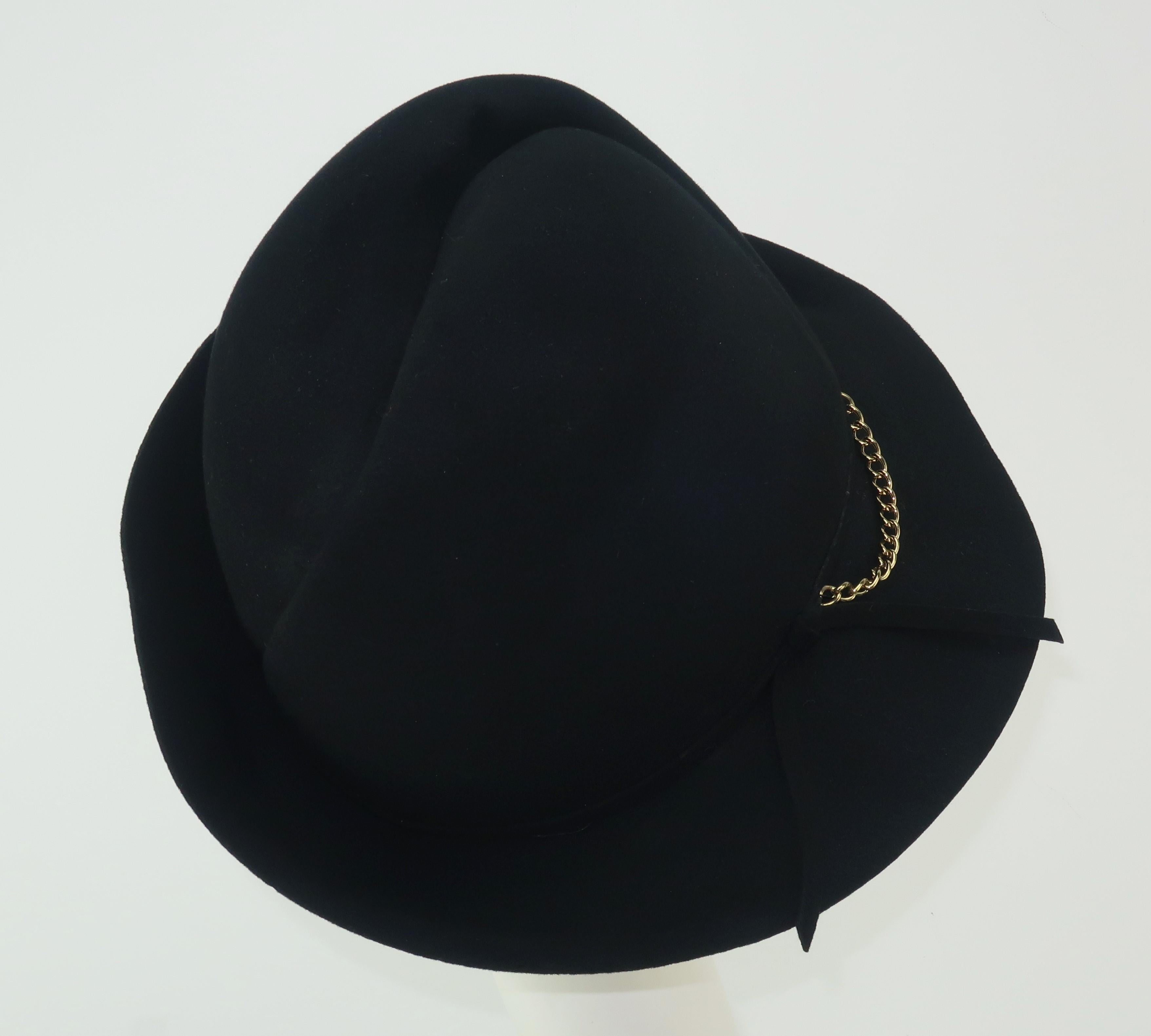 Mr. John Black Fedora Style Hat, C.1970 1