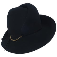 Retro Mr. John Black Fedora Style Hat, C.1970