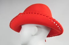Mr. John Classic Red Orange Whipstitch Wool Fedora Hat - 1970s Vintage