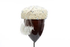 Mr. John Classic Woven Prong Set Crystals Feather Skull Cap, Circa: 1970's