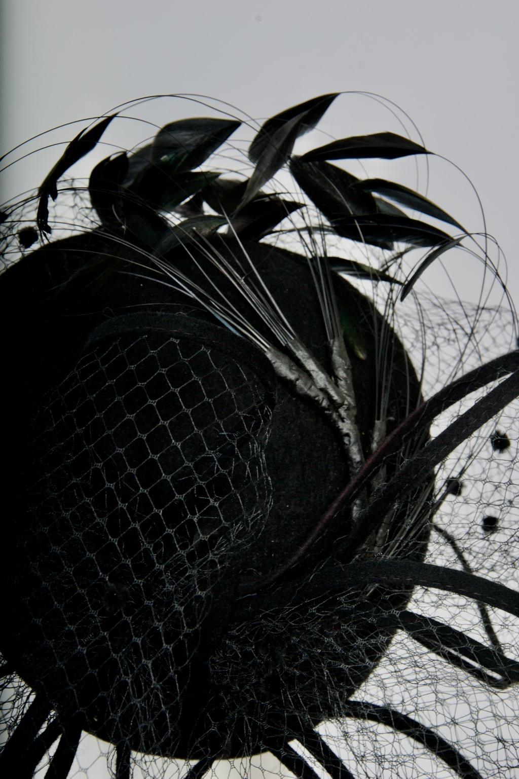 Mr. John Hat with Veil, Feathers and Rhinestones For Sale 1