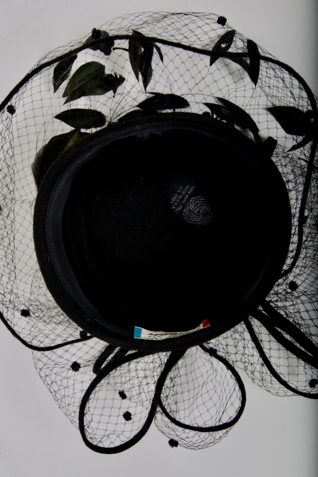 Mr. John Hat with Veil, Feathers and Rhinestones For Sale 4