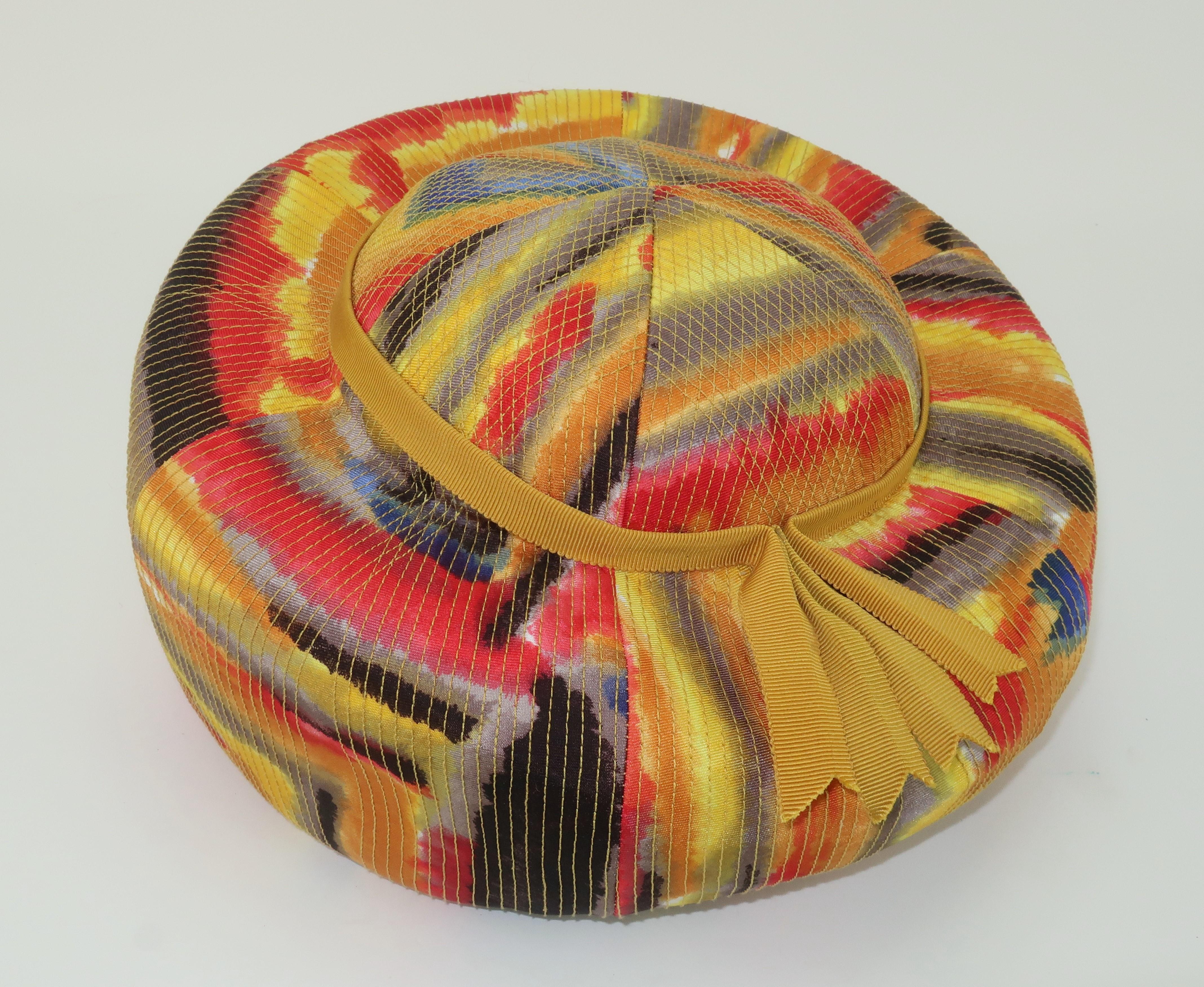 Mr. John Multi Color Mod Abstract Pillbox Hat, 1960's 5