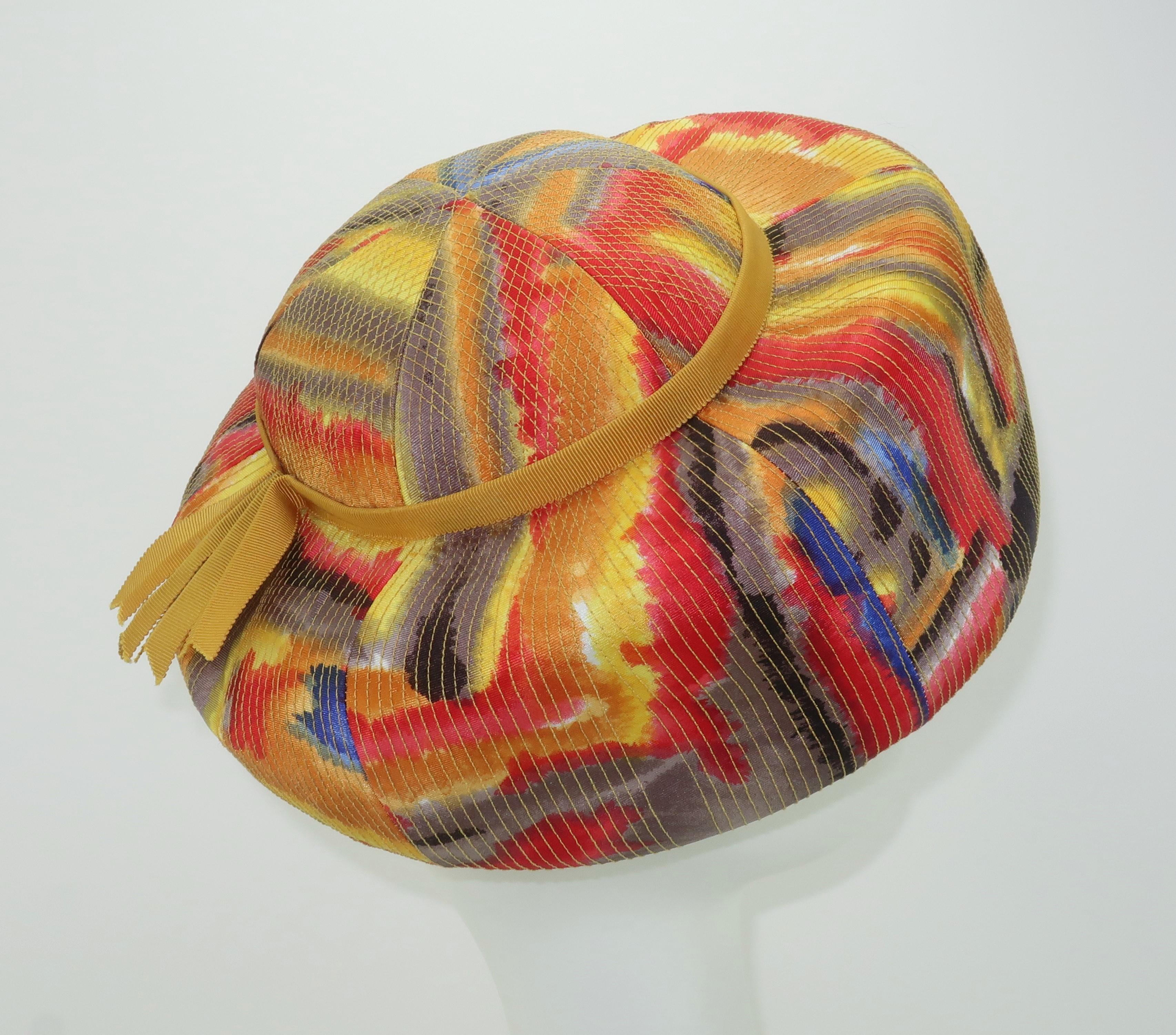 Mr. John Multi Color Mod Abstract Pillbox Hat, 1960's 1