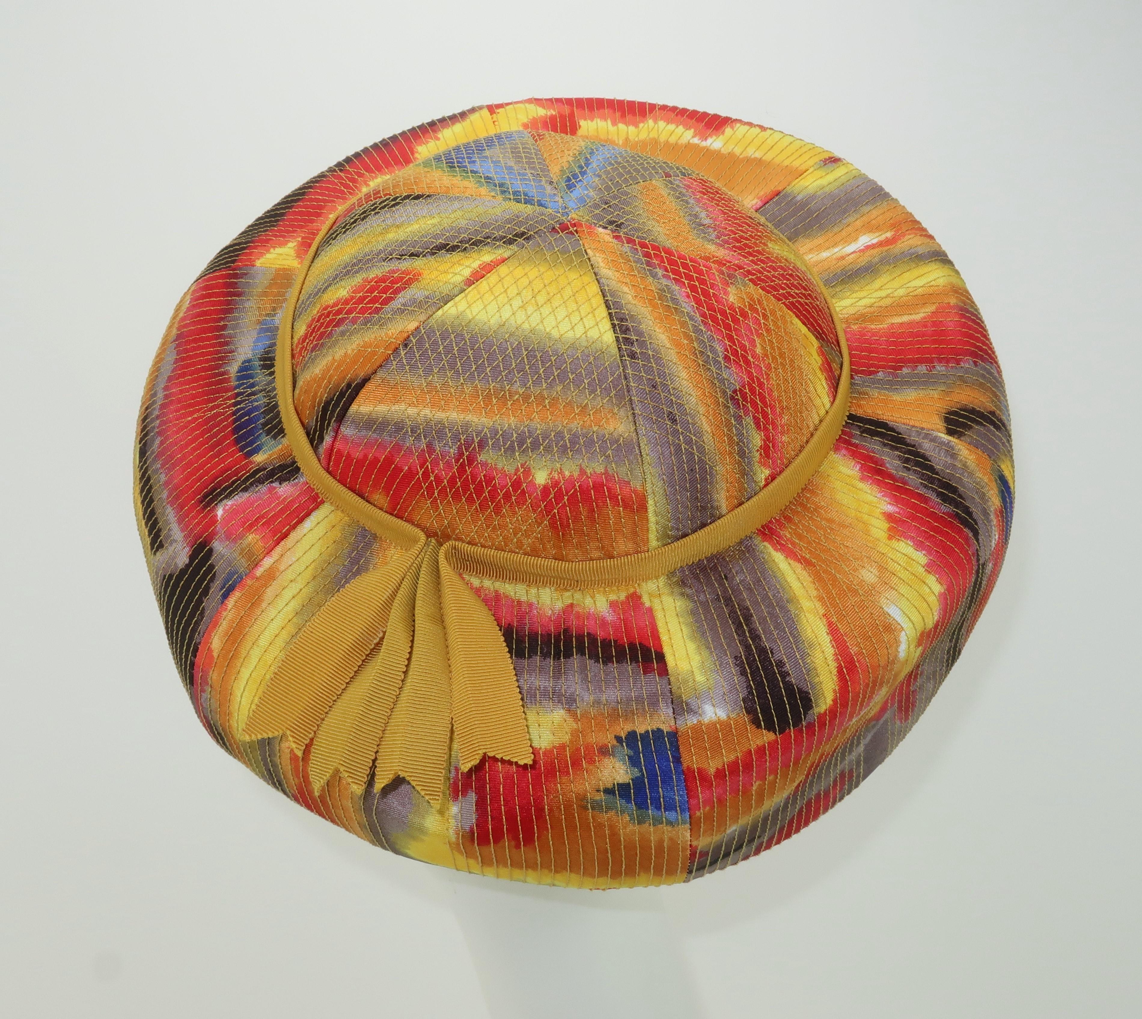 Mr. John Multi Color Mod Abstract Pillbox Hat, 1960's 2
