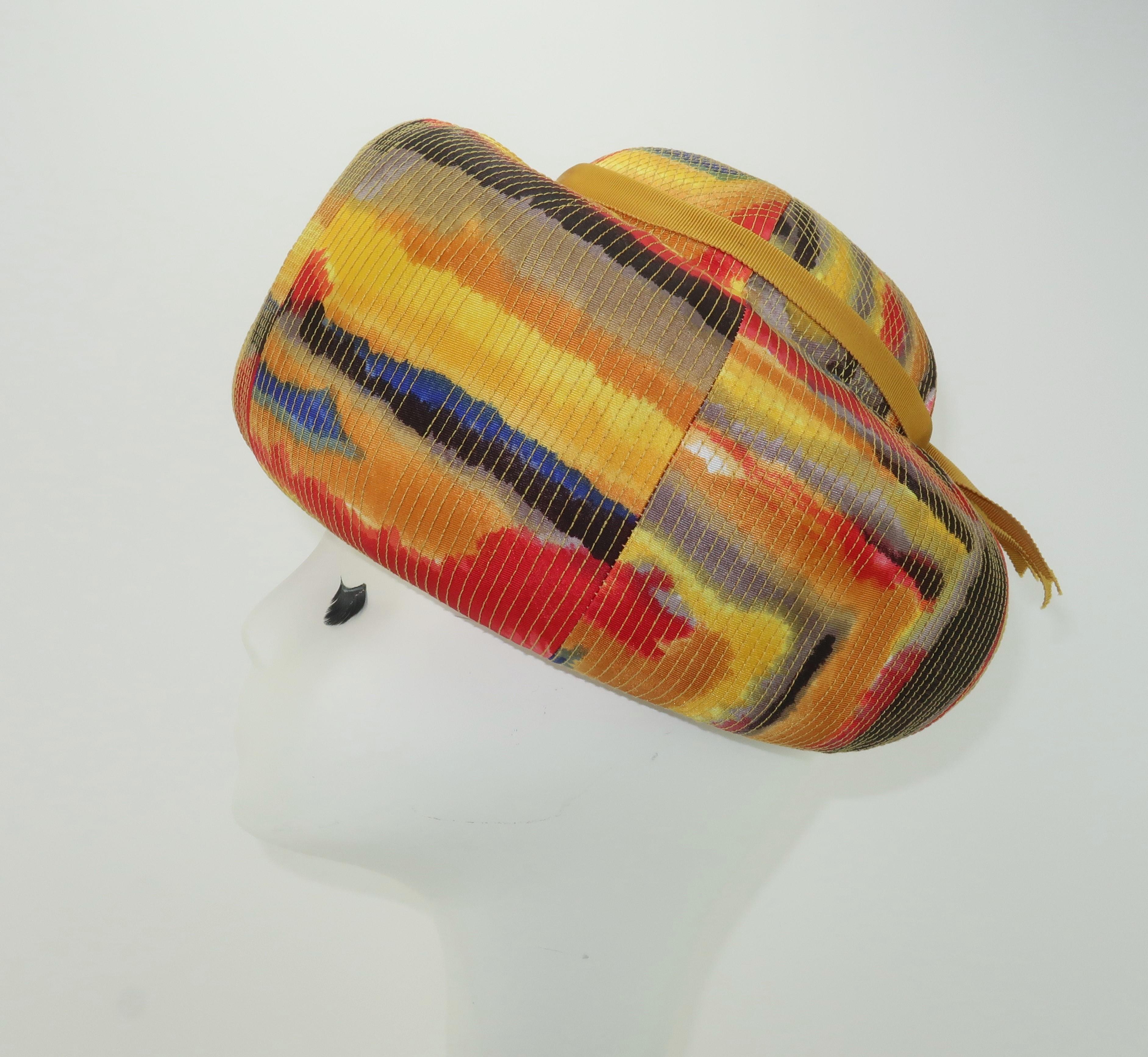 Mr. John Multi Color Mod Abstract Pillbox Hat, 1960's 3