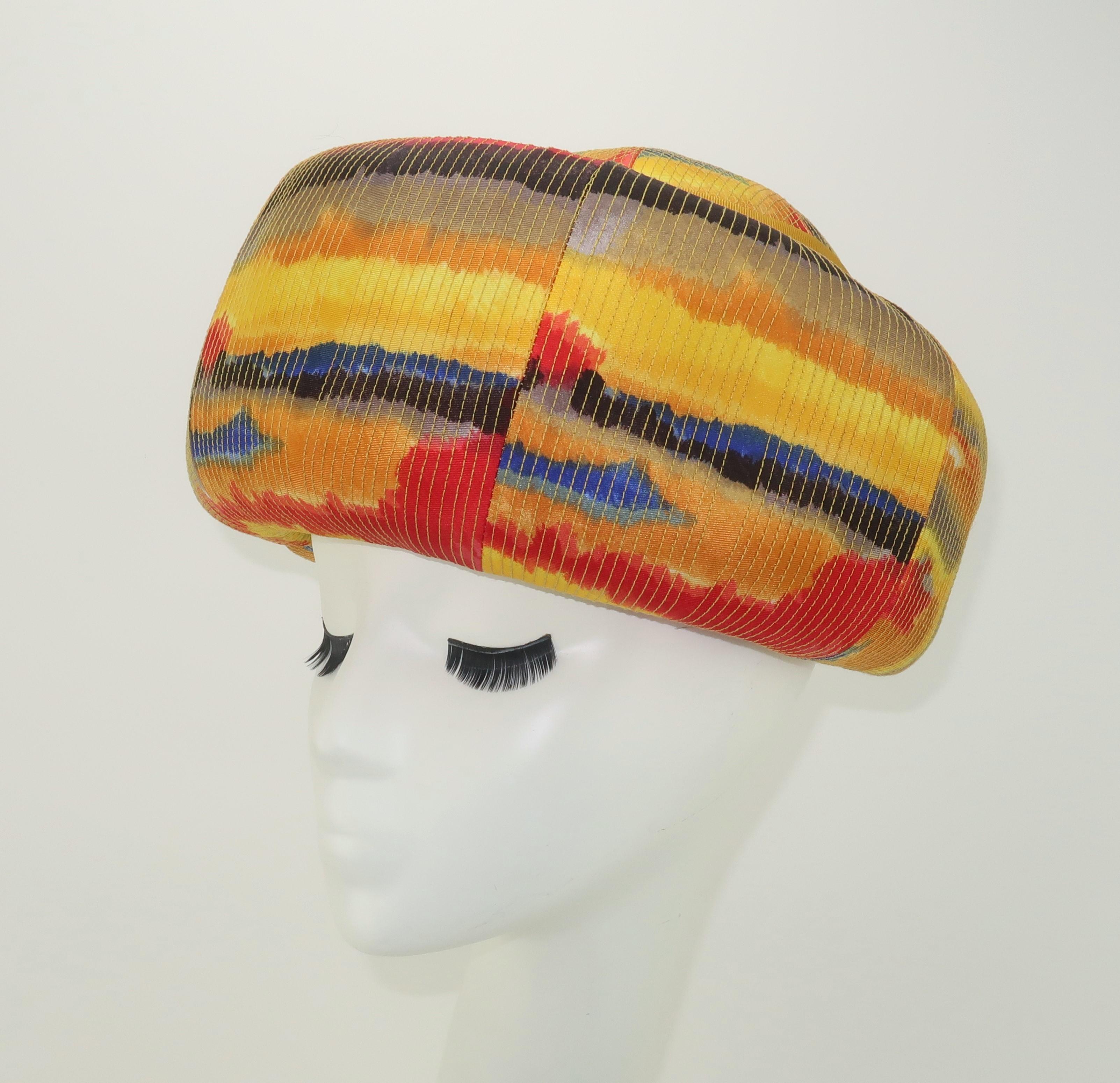 Mr. John Multi Color Mod Abstract Pillbox Hat, 1960's 4