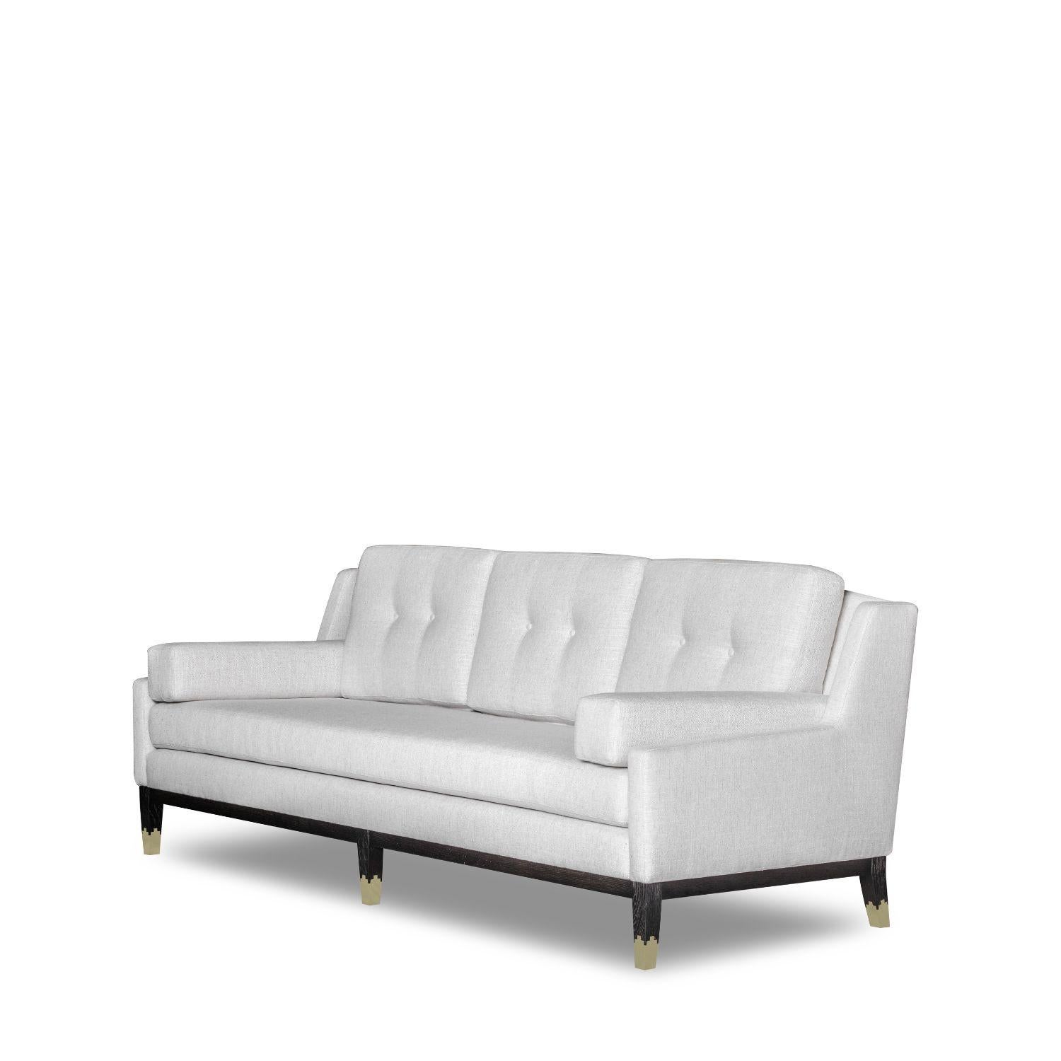 Mid-Century Modern Monsieur . Canapé Jones, 100 % velours de coton et chêne naturel, par Duistt en vente