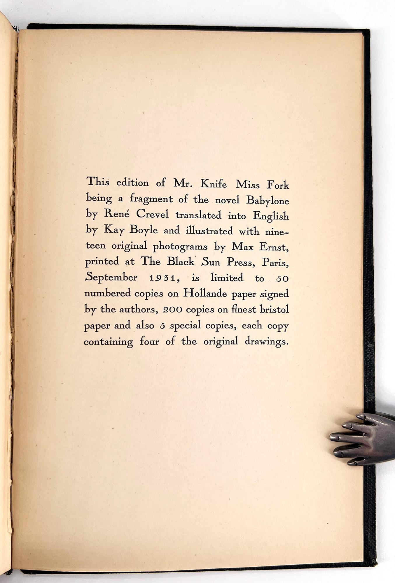 20th Century Mr. Knife Miss Fork by R. Crevel - Surrealist illustrations by MAX ERNST For Sale